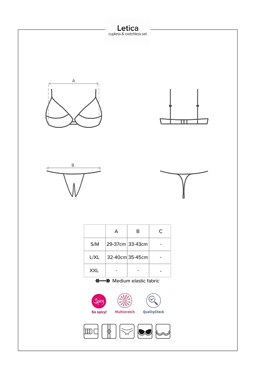 Komplet bielizny Letica – czarny, koronka, otwarty, L/XL — zdjęcie 7