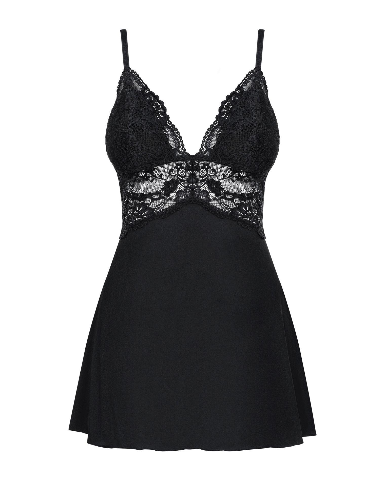 Babydoll i stringi – czarne, koronka i rozkloszowany dół, L/XL — zdjęcie 5