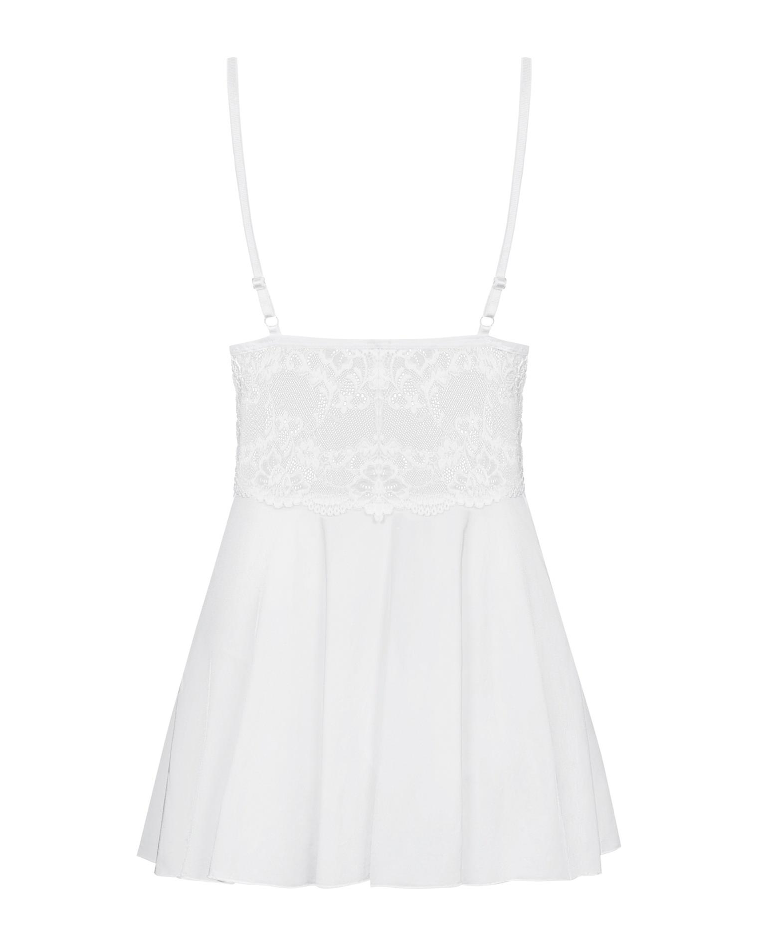 Babydoll i stringi – białe, koronkowe, rozkloszowane, S/M — zdjęcie 4