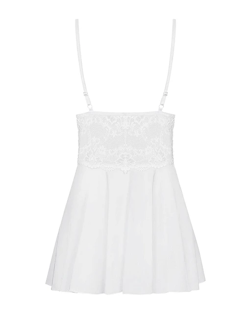 Babydoll i stringi – białe, koronkowe, rozkloszowane, S/M — zdjęcie 4