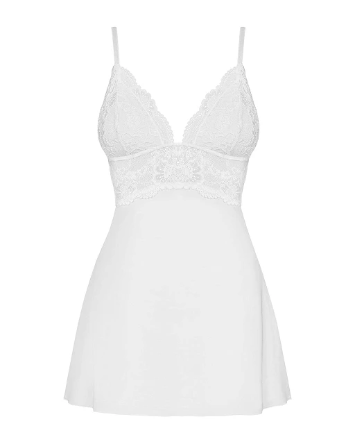Babydoll i stringi – białe, koronkowe, rozkloszowane, S/M — zdjęcie 5