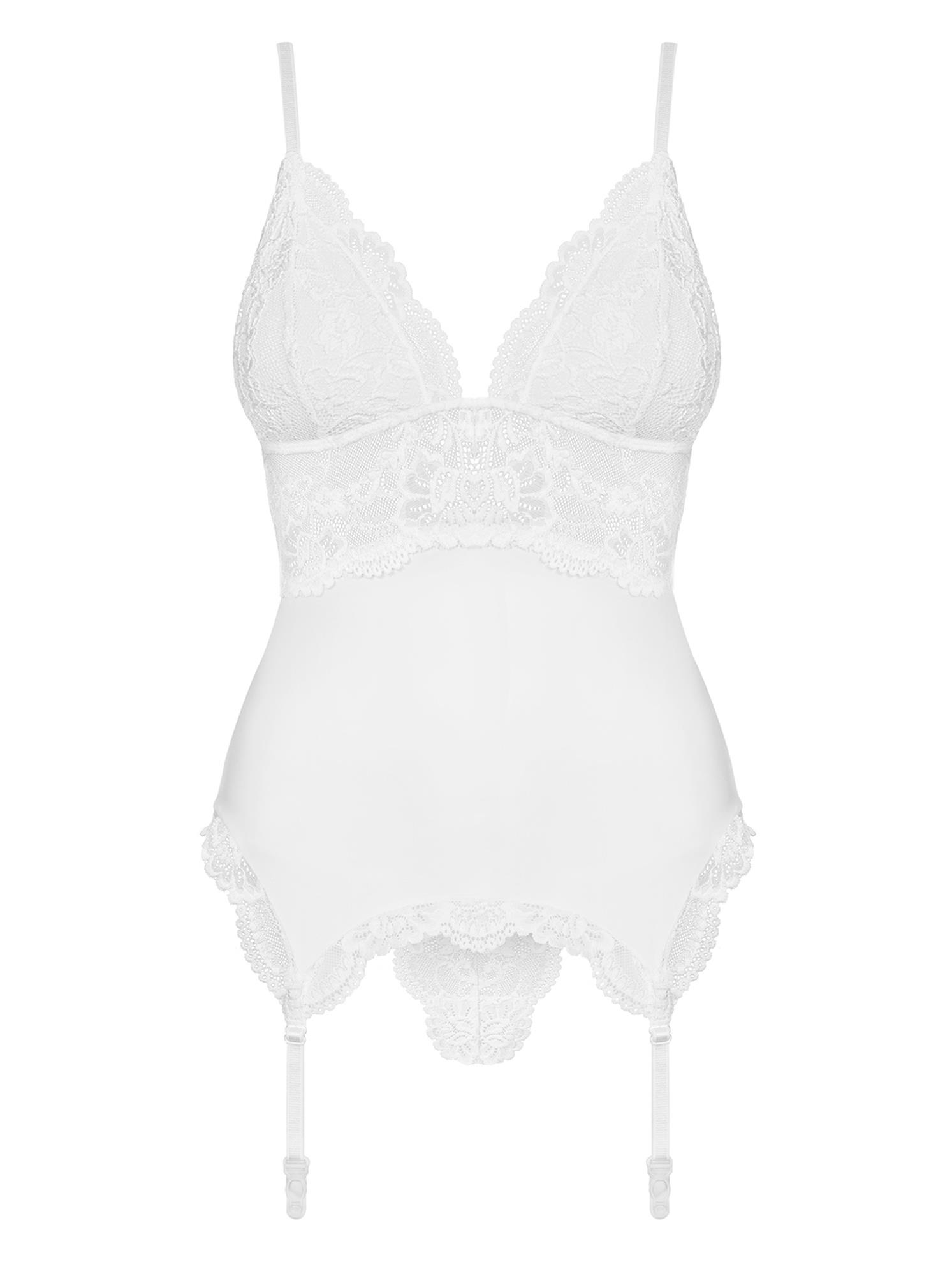 Gorset i stringi 810-COR-2 – biały, koronka, S/M — zdjęcie 5
