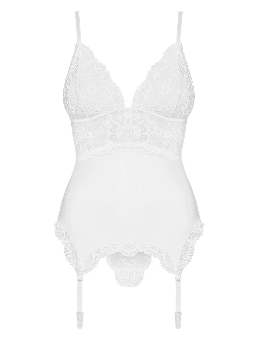 Gorset i stringi 810-COR-2 – biały, koronka, S/M — zdjęcie 5