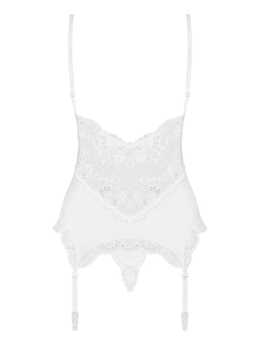 Gorset i stringi 810-COR-2 – biały, koronka, S/M — zdjęcie 6