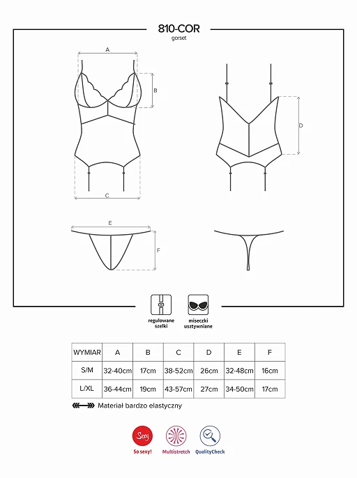 Gorset i stringi 810-COR-2 – biały, koronka, S/M — zdjęcie 7