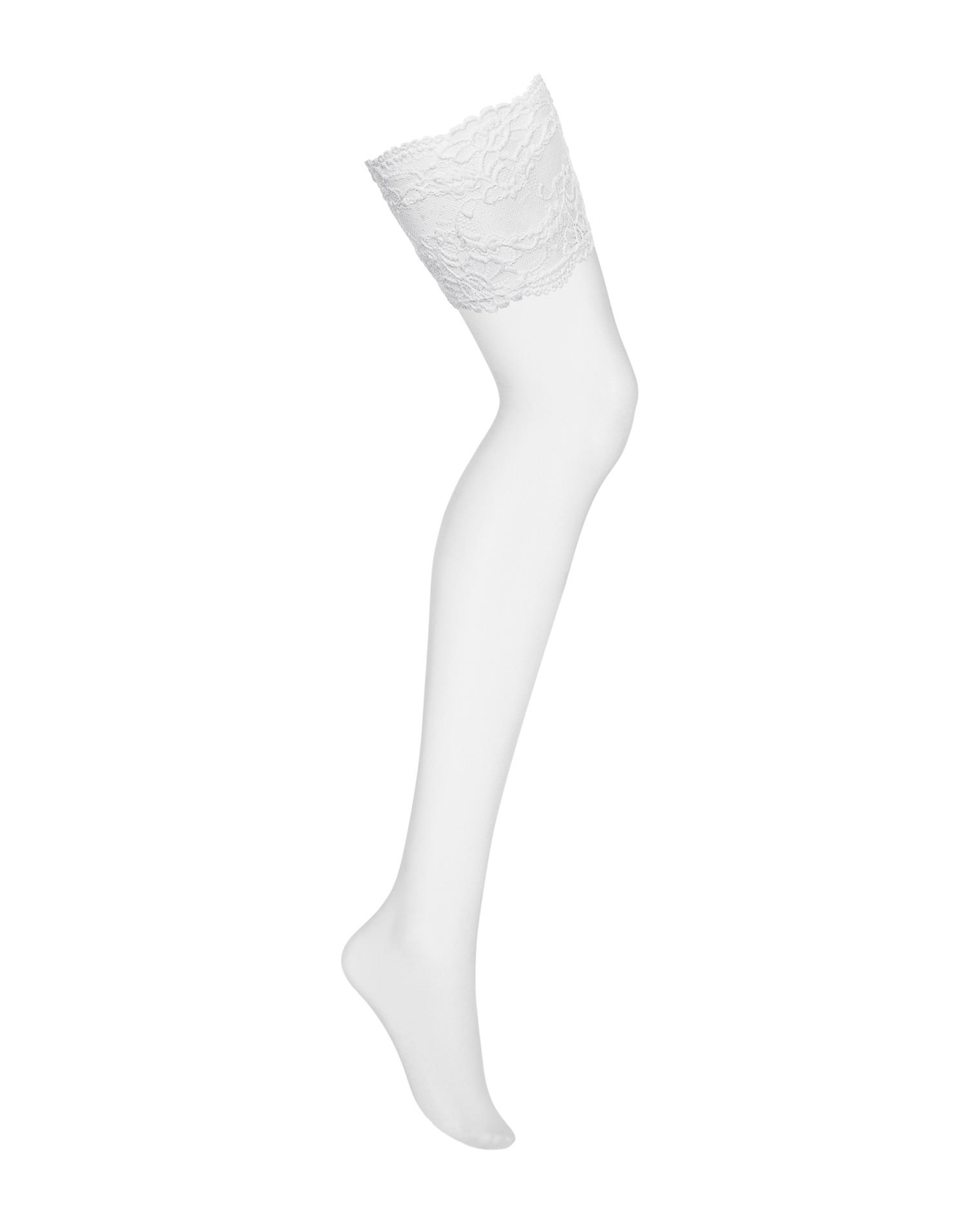 Pończochy – białe, koronkowe wykończenie, L/XL — zdjęcie 4