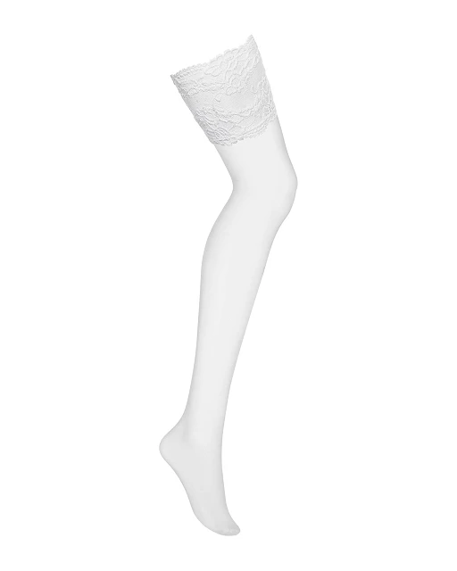 Pończochy – białe, koronkowe wykończenie, L/XL — zdjęcie 4