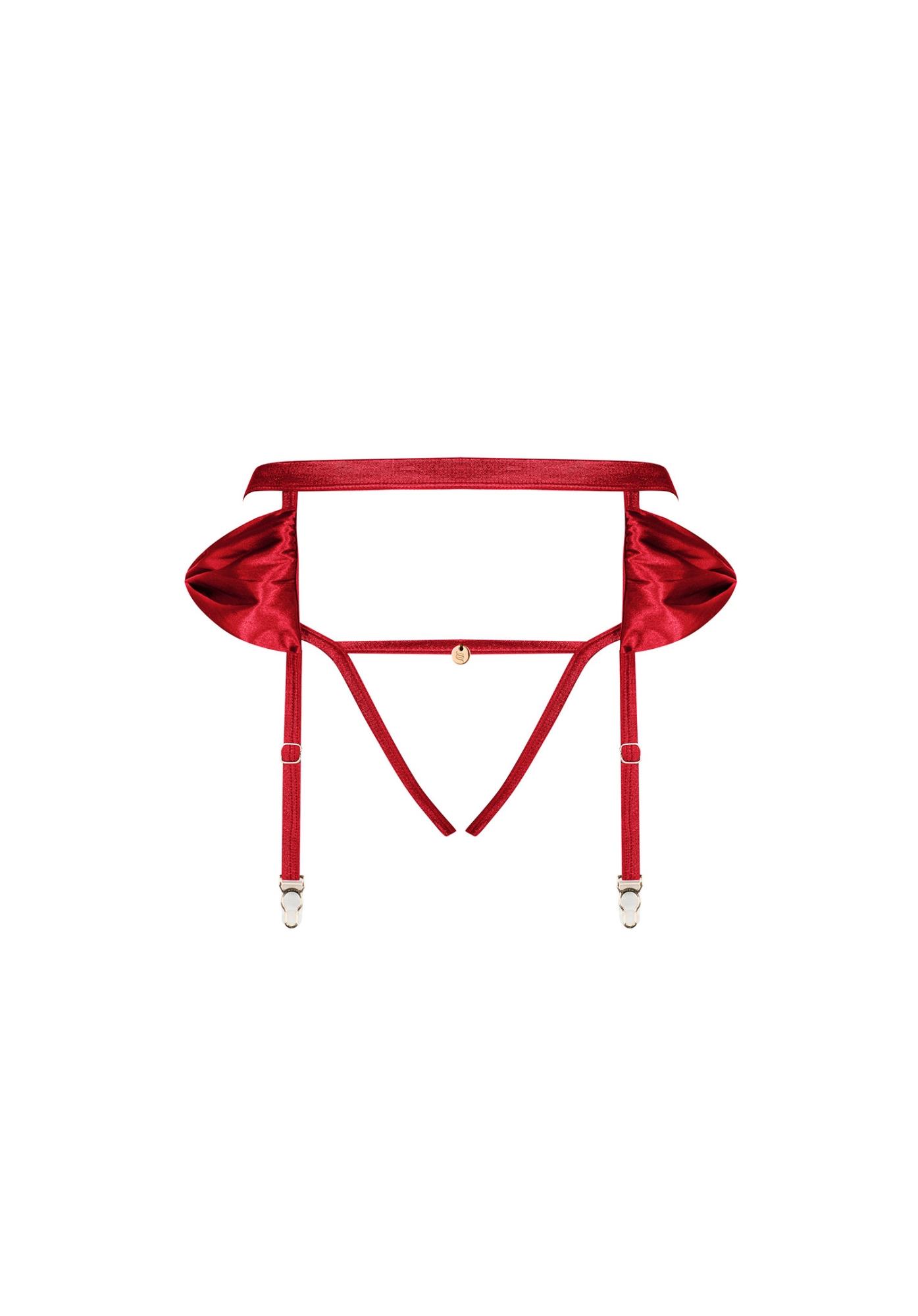 Pas do pończoch Rubinesa ze stringami – czerwony, L/XL — zdjęcie 7