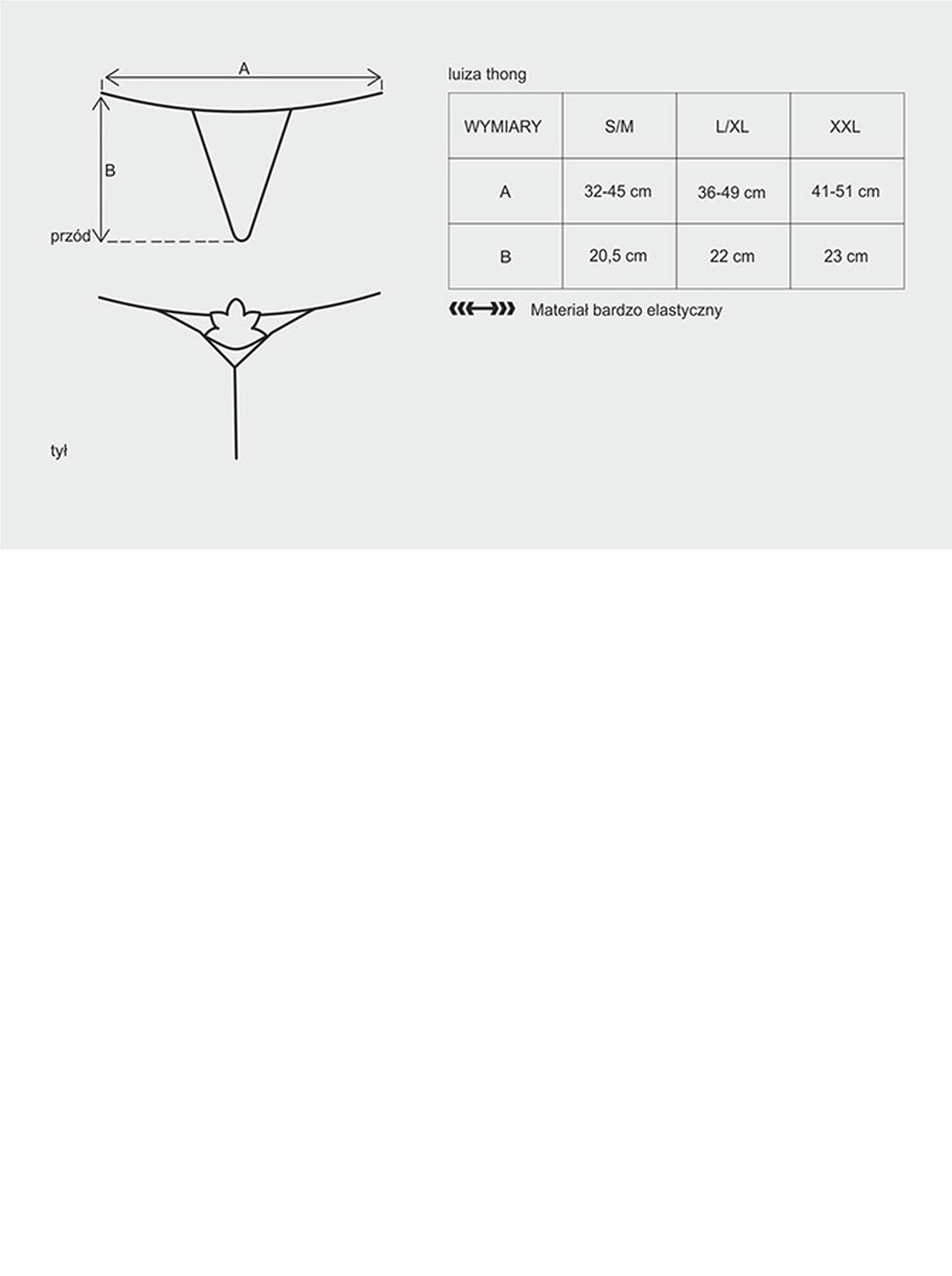 Stringi Luiza - czarne, gipiurowa aplikacja L/XL — zdjęcie 4