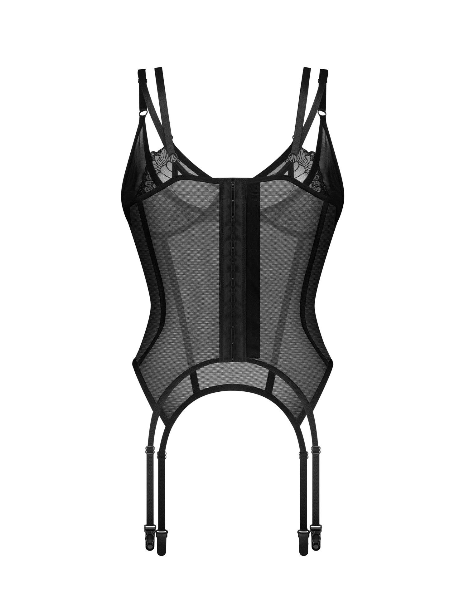 Gorset Arrowel Black – czarny, transparentny, koronka, L/XL — zdjęcie 2
