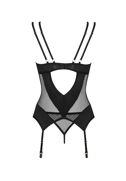 Gorset i stringi Nesari – czarne, siateczkowe, XL/2XL — zdjęcie 6