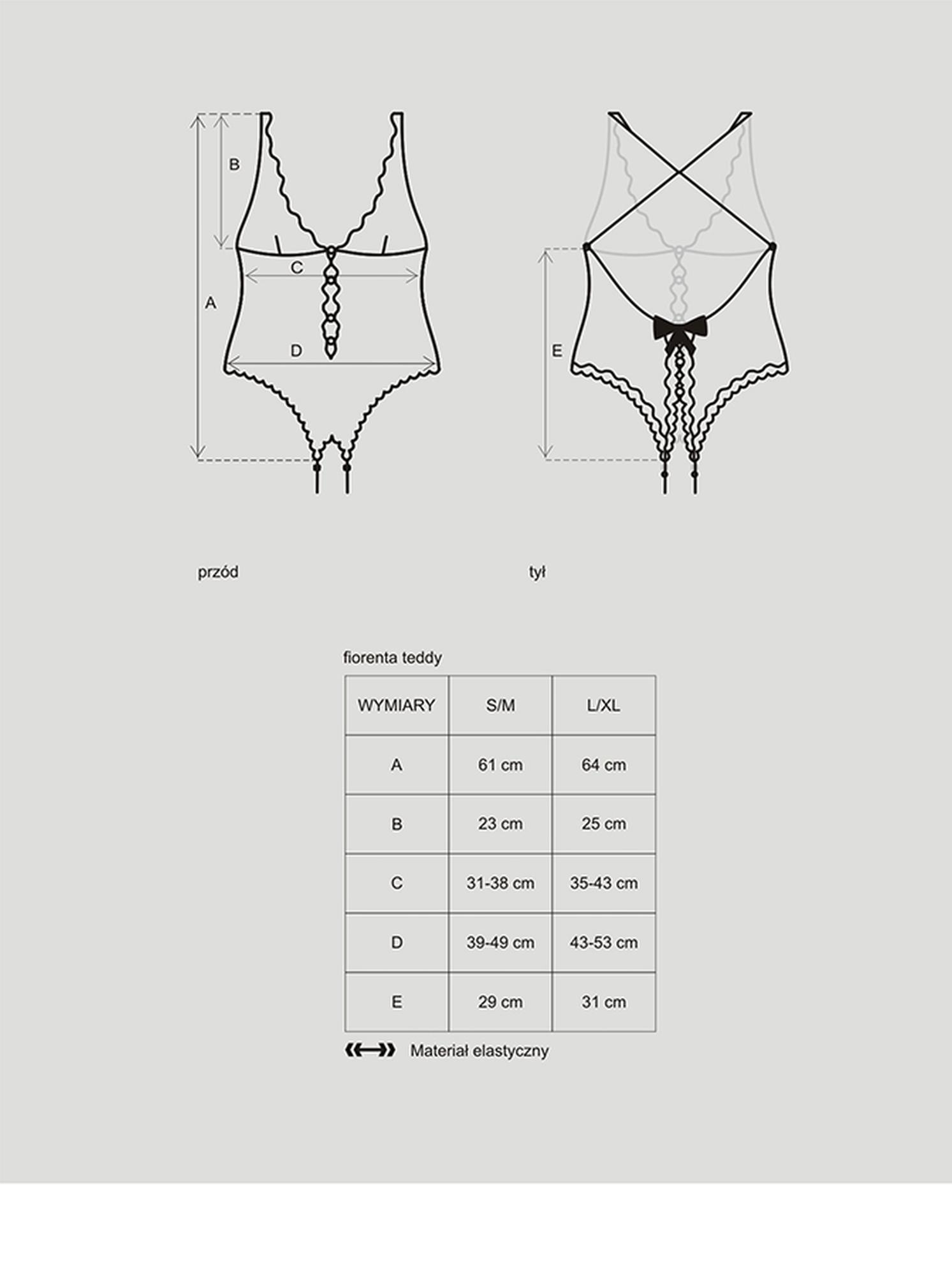 Body Fiorenta – czarne, koronkowe, otwarty krok, L/XL — zdjęcie 5