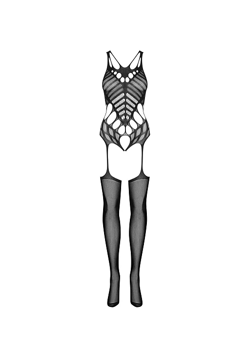 Bodystocking G139 S/M/L – czarne, elastyczne z geometrycznym wzorem, S/M — zdjęcie 5