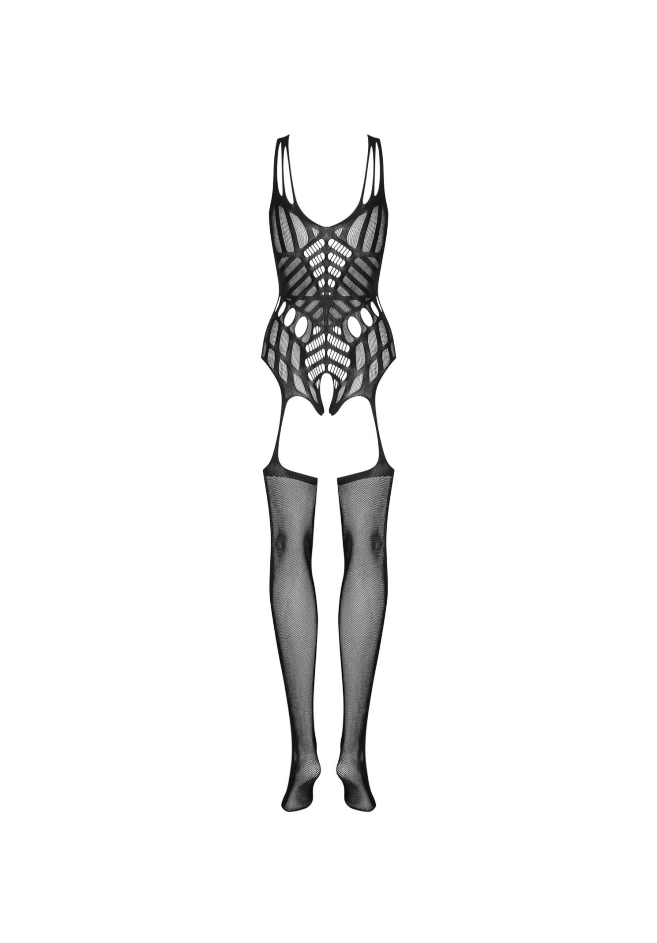 Bodystocking G139 S/M/L – czarne, elastyczne z geometrycznym wzorem, S/M — zdjęcie 6
