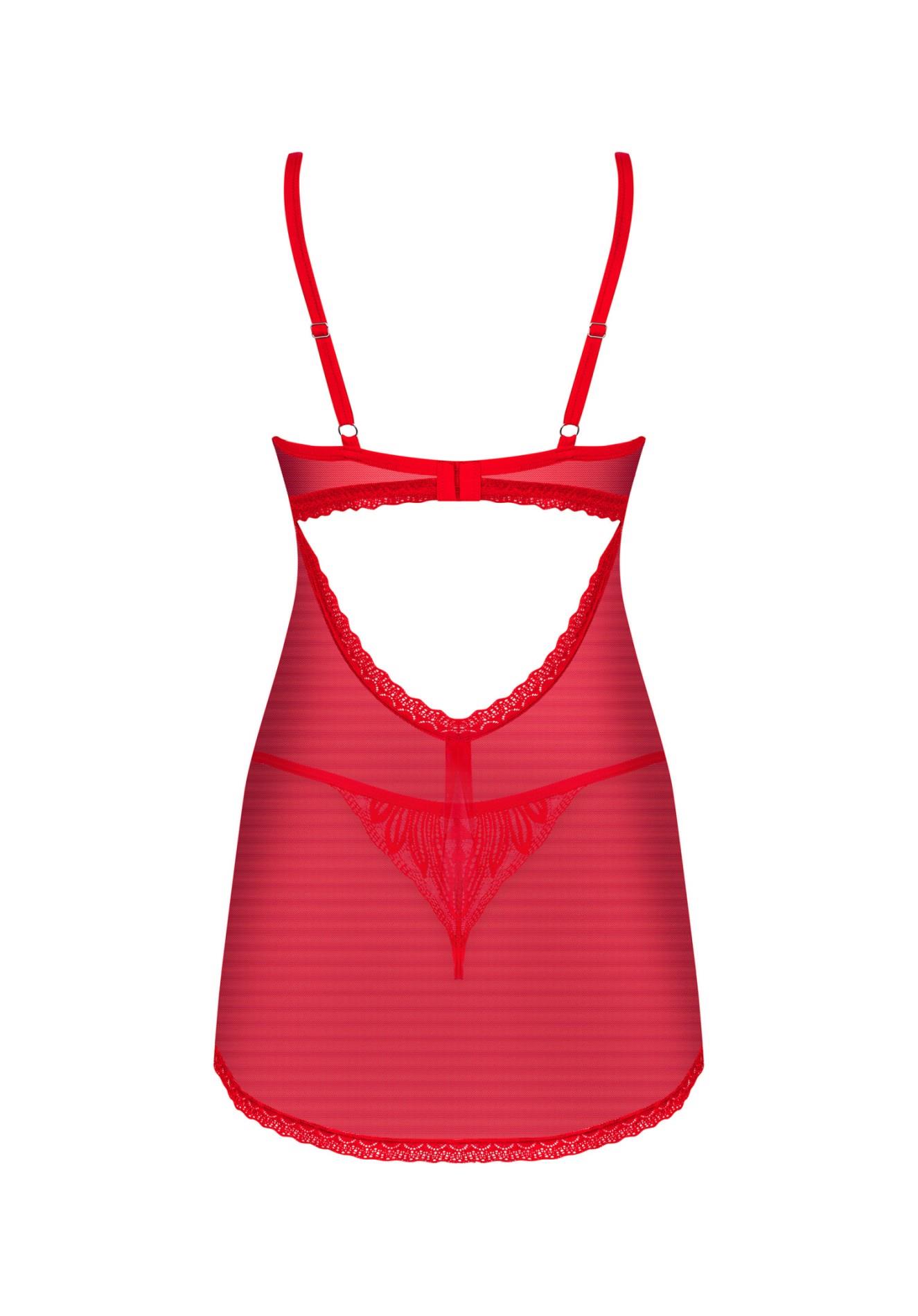 Babydoll i stringi Chilisa – czerwone, koronka, M/L — zdjęcie 6