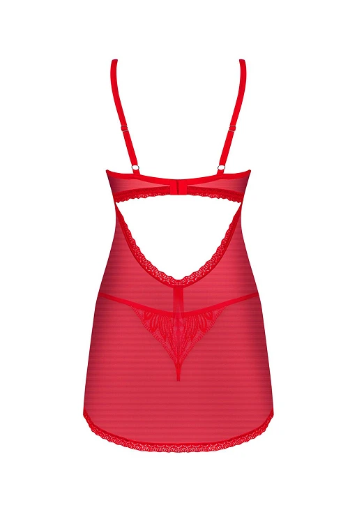 Babydoll i stringi Chilisa – czerwone, koronka, M/L — zdjęcie 6