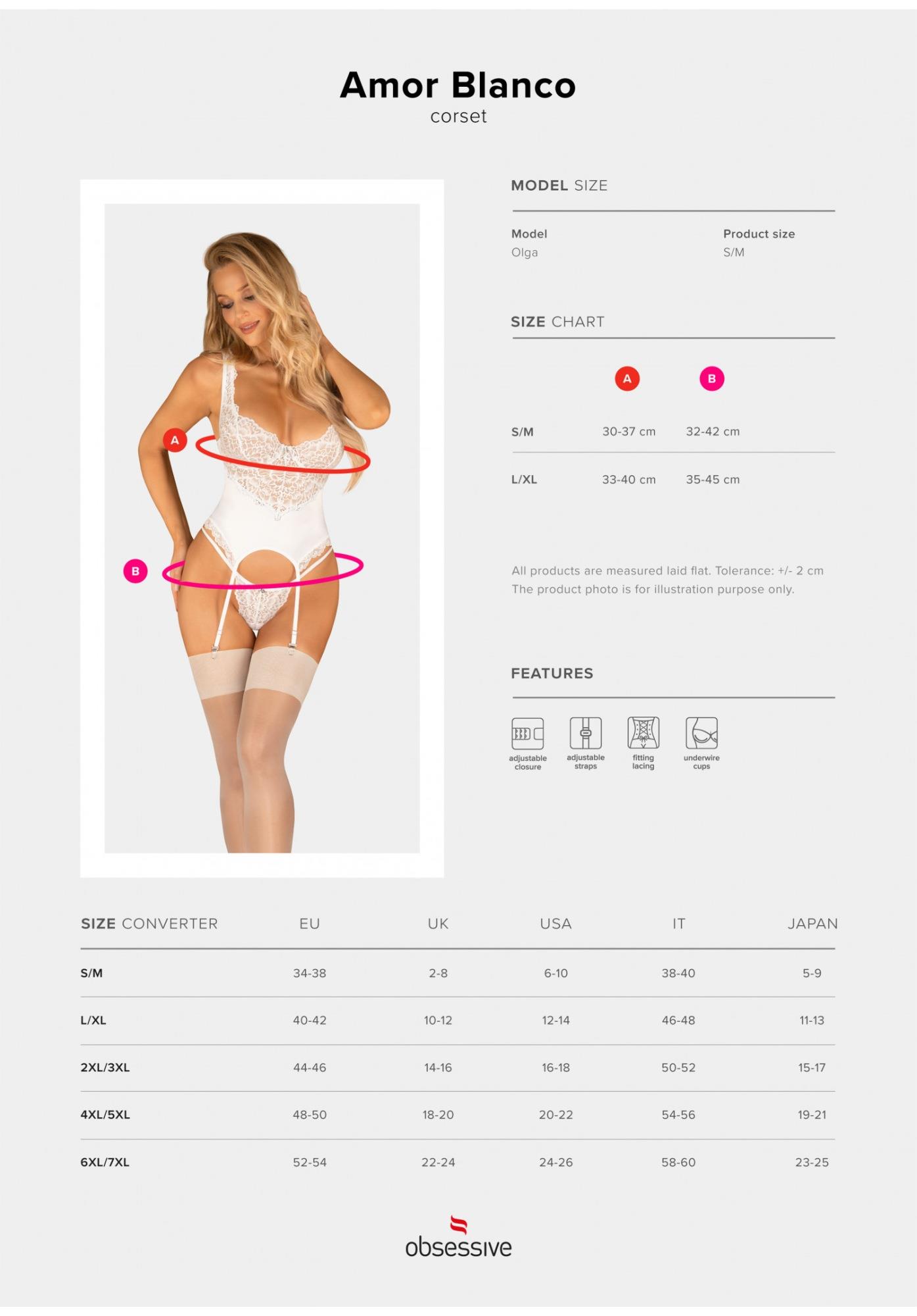 Gorset i stringi Amor Blanco – biały, koronka, L/XL — zdjęcie 7