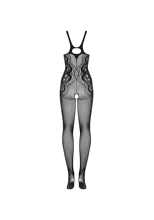 Bodystocking G335 – czarna siateczka, otwarty krój, S/M — zdjęcie 6