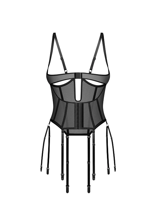 Gorset Euphori – czarny, otwarte miseczki, S/M — zdjęcie 3