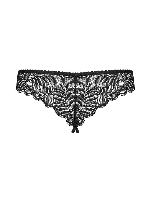 Stringi – czarne, koronkowe, otwarty krok, S/M — zdjęcie 8