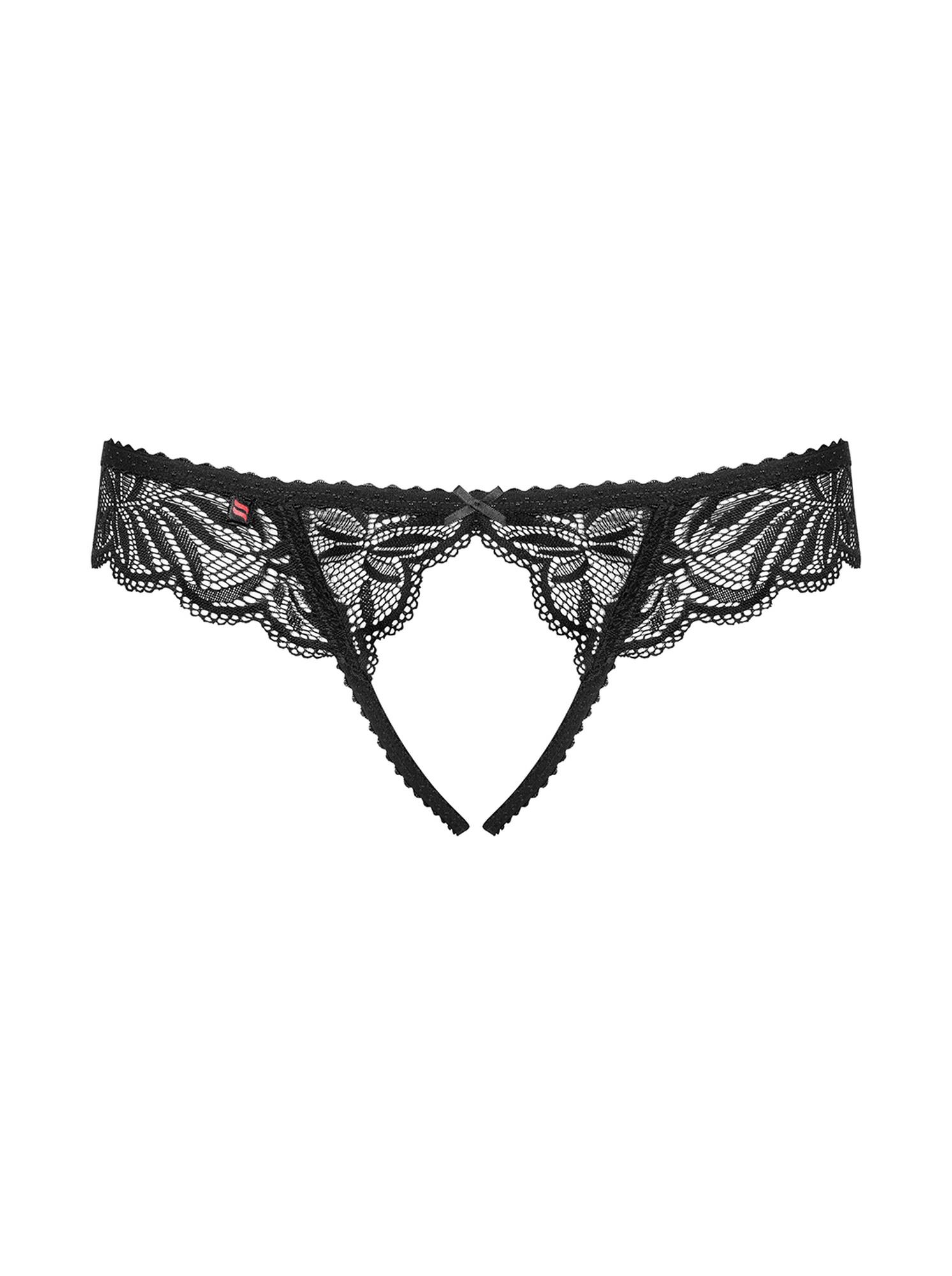 Stringi Contica – czarne, koronkowe, otwarty krok, L/XL — zdjęcie 7