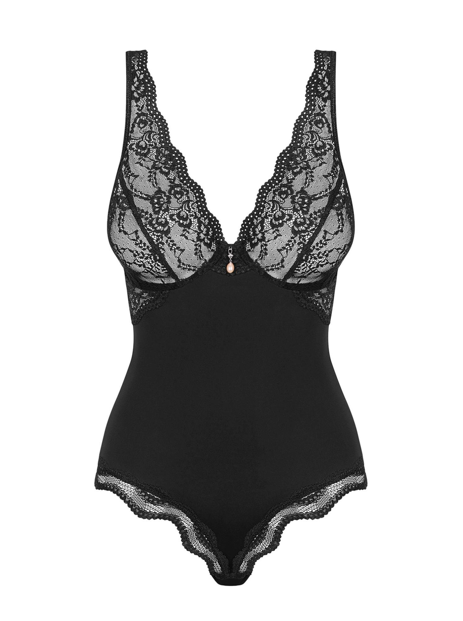 Body – czarne, koronkowe, fiszbiny i regulowane ramiączka, L/XL — zdjęcie 5
