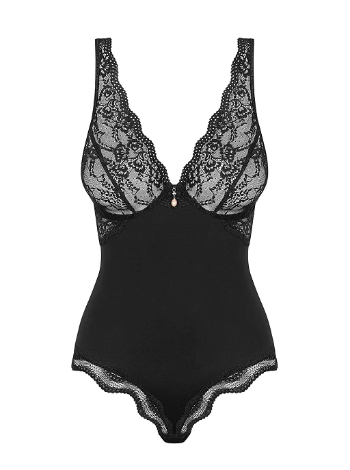 Body – czarne, koronkowe, fiszbiny i regulowane ramiączka, L/XL — zdjęcie 5