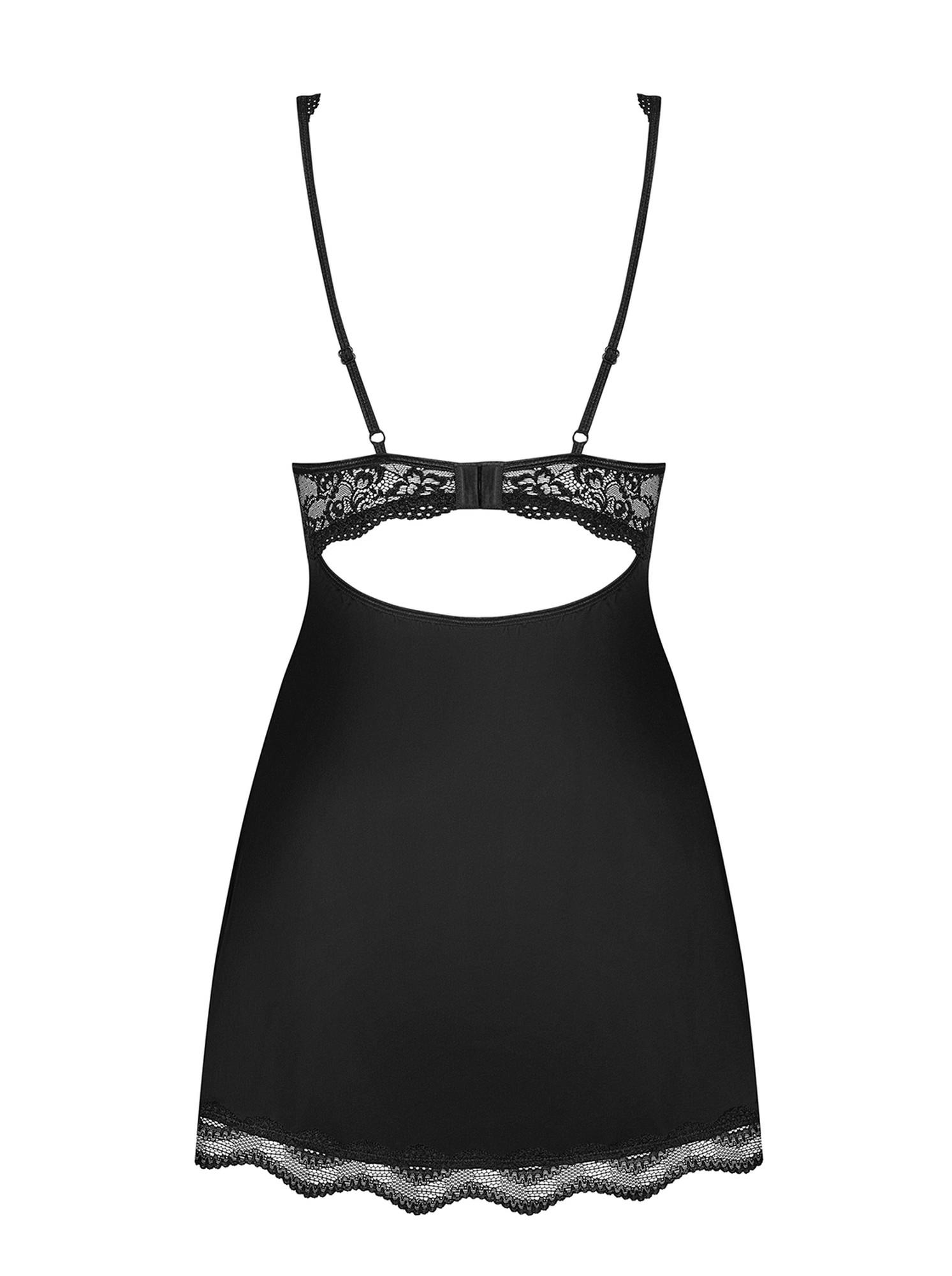Babydoll i stringi Luvae – czarne, koronka, L/XL — zdjęcie 6