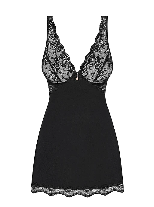 Babydoll i stringi Luvae – czarne, koronka, fiszbiny, XXL — zdjęcie 5
