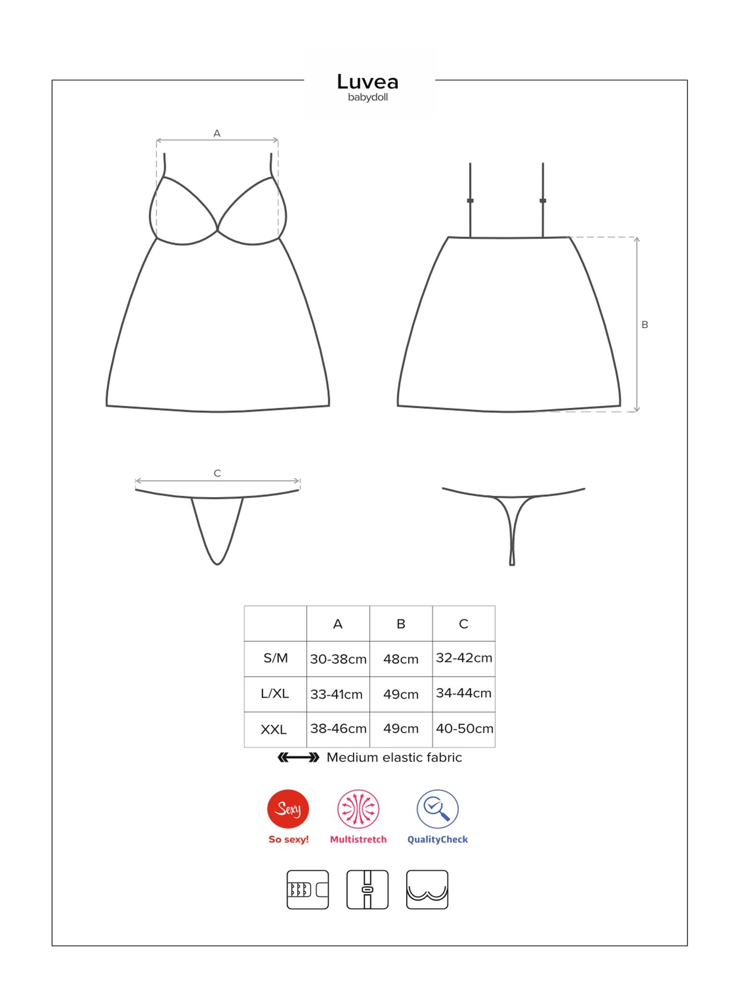 Babydoll i stringi Luvae – czarne, koronka, fiszbiny, XXL — zdjęcie 7