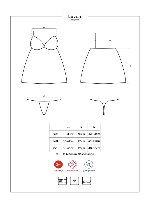 Babydoll i stringi Luvae – czarne, koronka, fiszbiny, XXL — zdjęcie 7