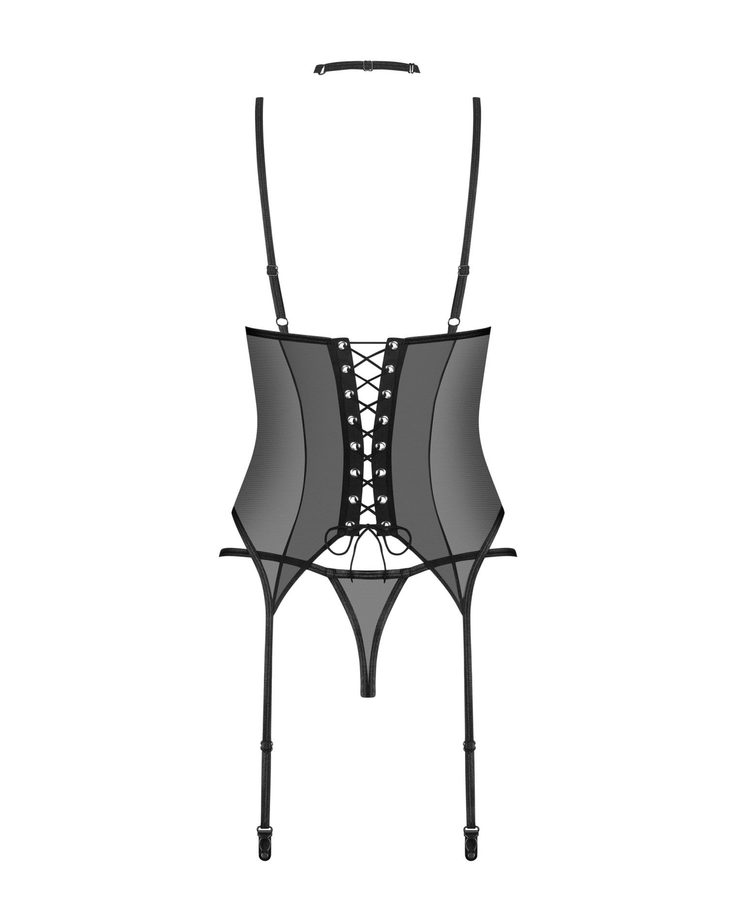Gorset i stringi Donarella – czarne, koronka i fiszbiny, XL/2XL — zdjęcie 5