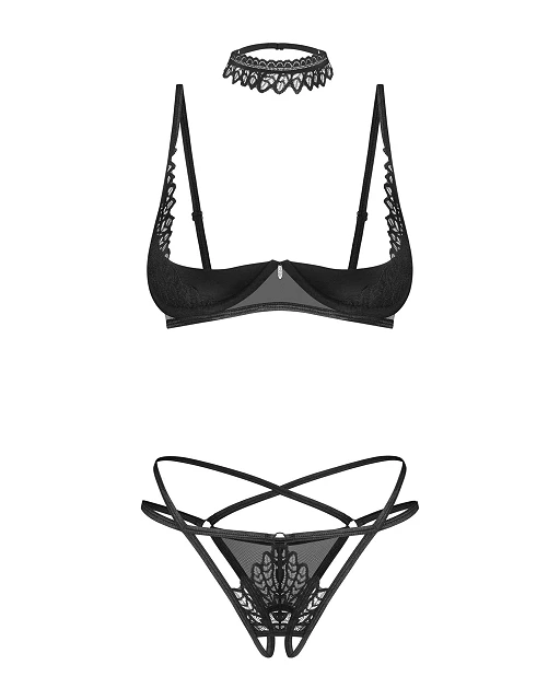 Komplet 3‑częściowy Donarella – czarny, otwarty krój, M/L — zdjęcie 6