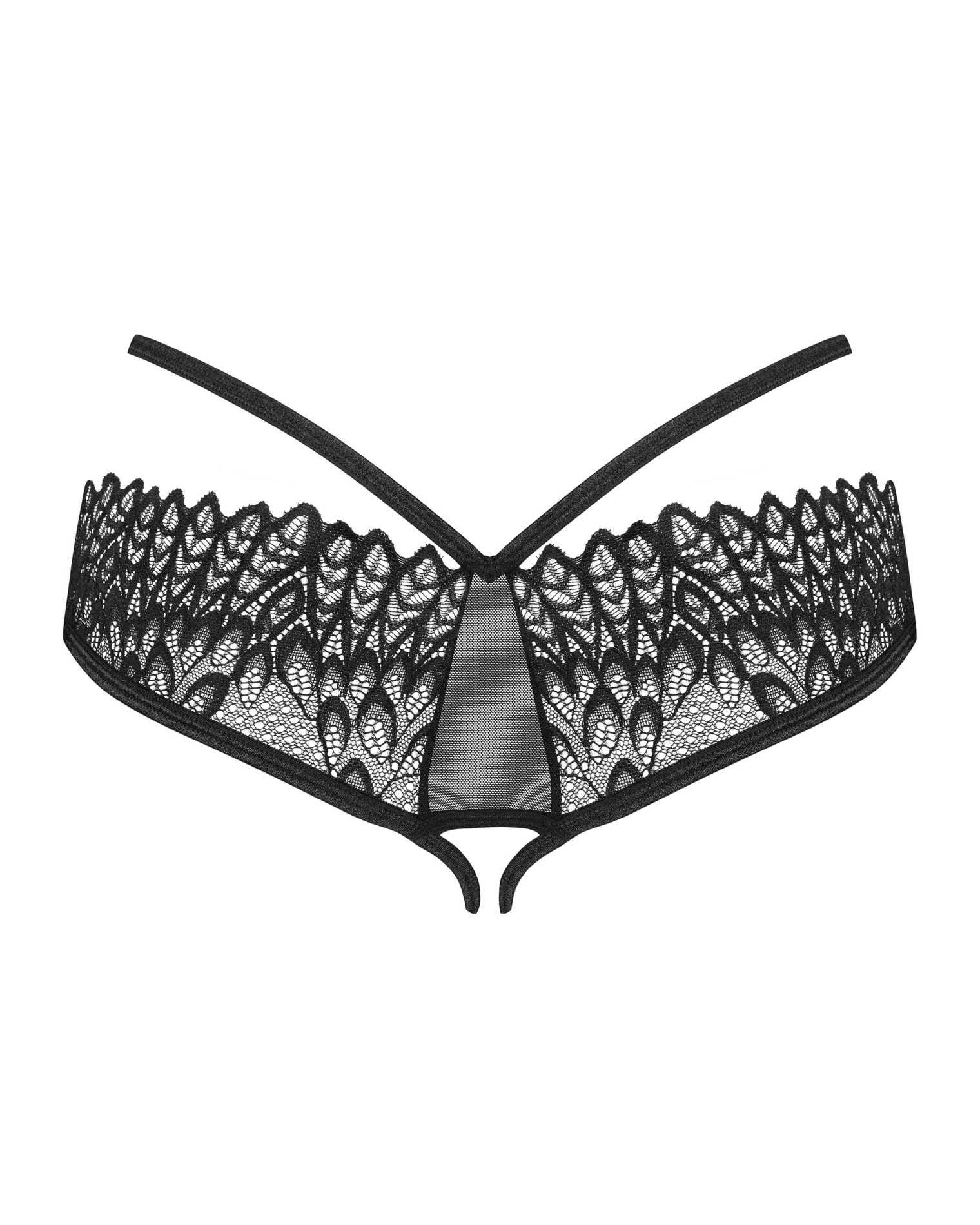 Figi otwarte Donarella – czarne, koronka i paseczki, XL/2XL — zdjęcie 5