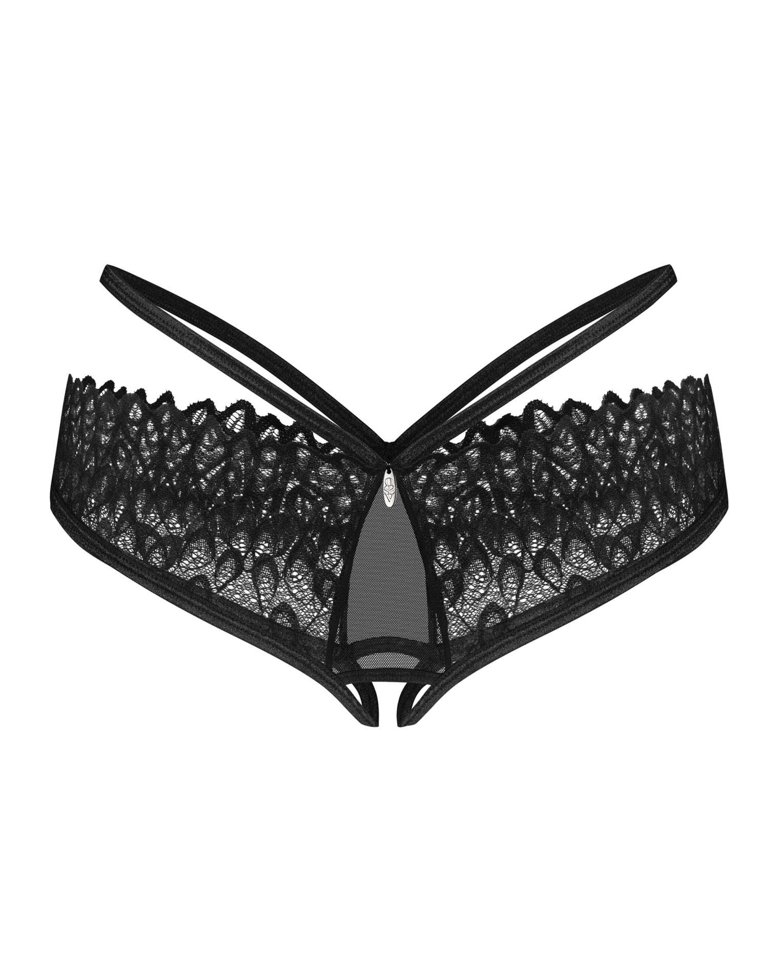 Figi otwarte Donarella – czarne, koronka i paseczki, XL/2XL — zdjęcie 6
