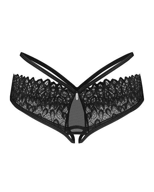 Figi otwarte Donarella – czarne, koronka i paseczki, XL/2XL — zdjęcie 6