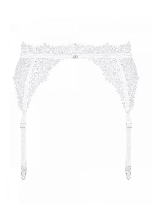 Pas do pończoch Bianelle – biały, koronka, L/XL — zdjęcie 5