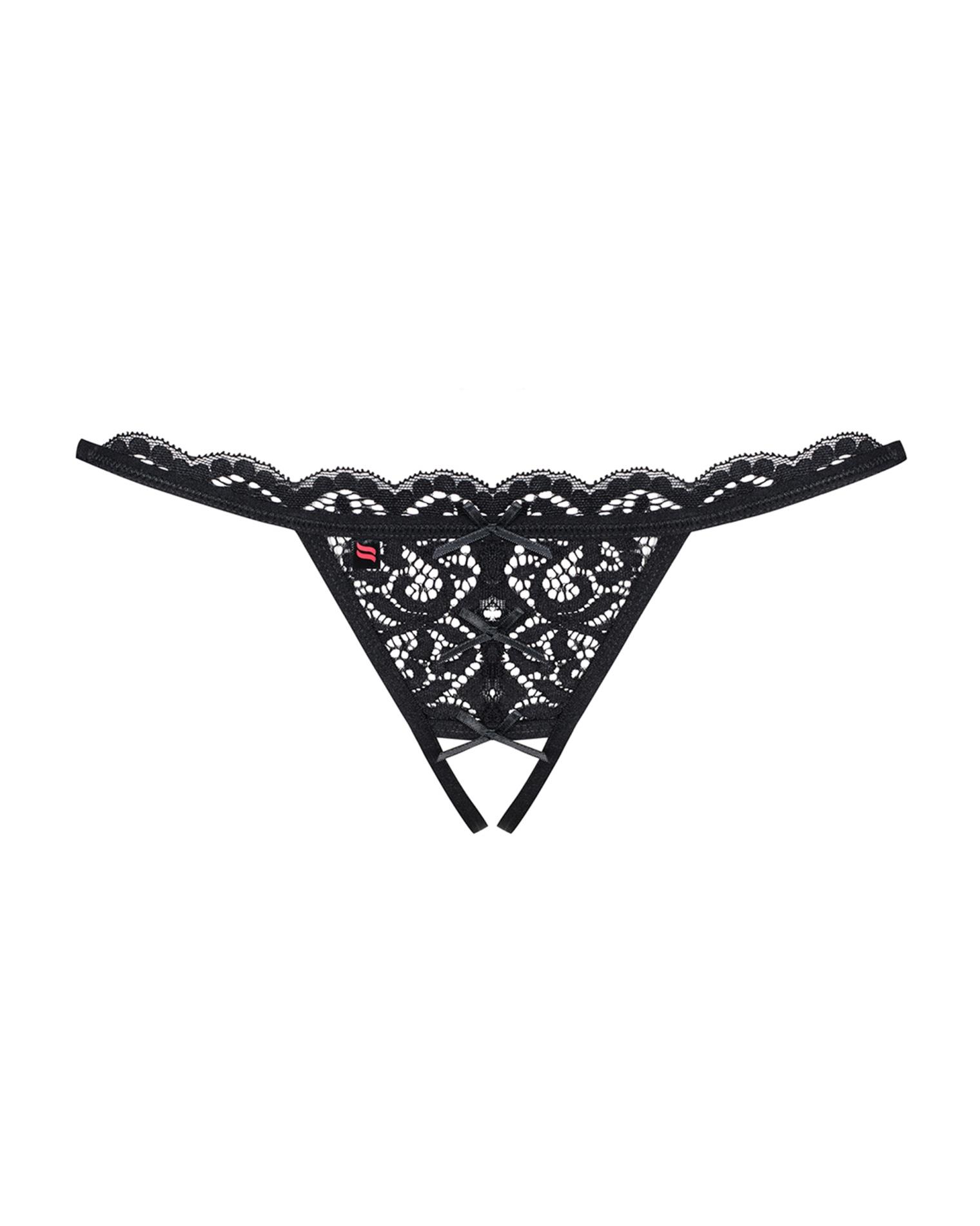 Stringi otwarte z koronką i kokardkami, L/XL — zdjęcie 5