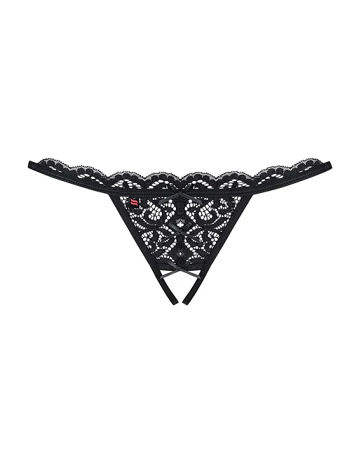 Stringi otwarte z koronką i kokardkami, L/XL — zdjęcie 5