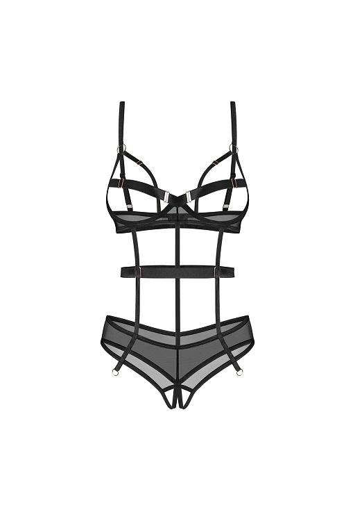 Body – czarne, otwarty krok, paski i siateczka, M/L — zdjęcie 3