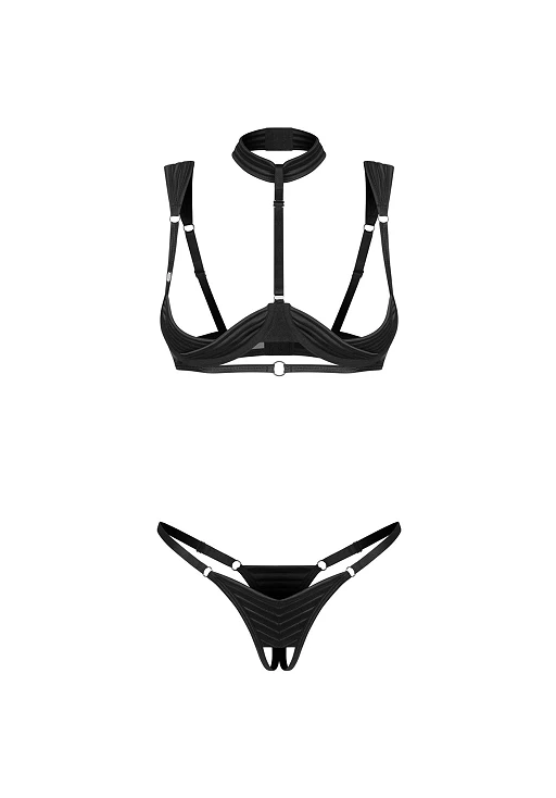 Komplet 2‑częściowy Roccele – czarny, otwarty, L/XL — zdjęcie 4