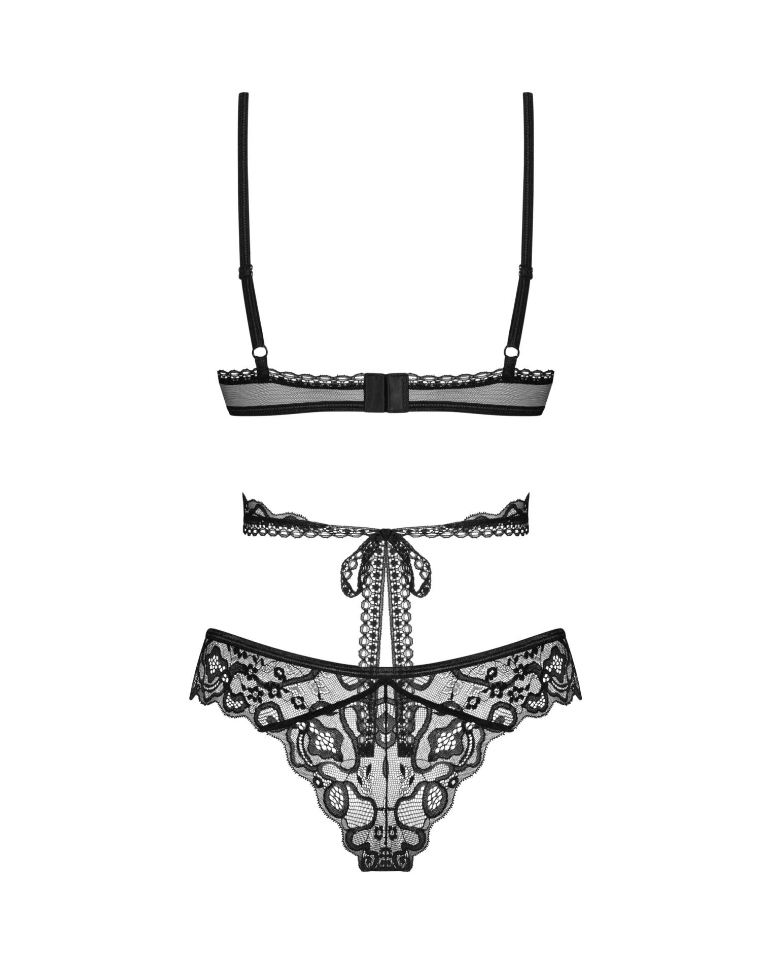 Komplet 2‑częściowy Blomentis – czarny, koronka i tiul, M/L — zdjęcie 6