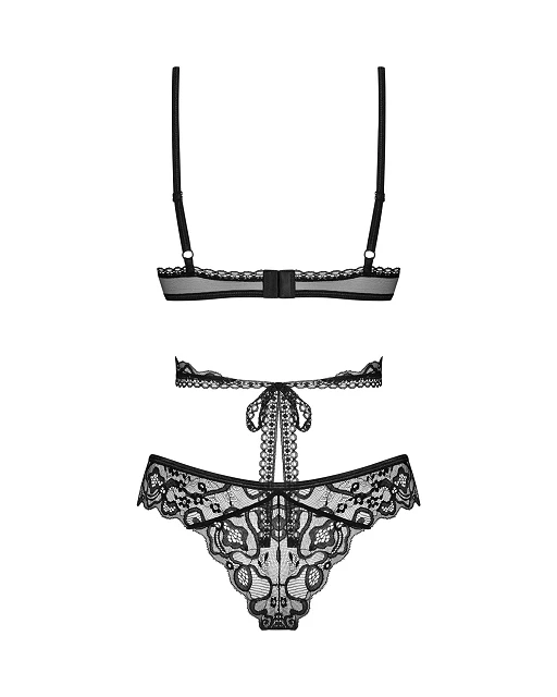 Komplet 2‑częściowy Blomentis – czarny, koronka i tiul, M/L — zdjęcie 6