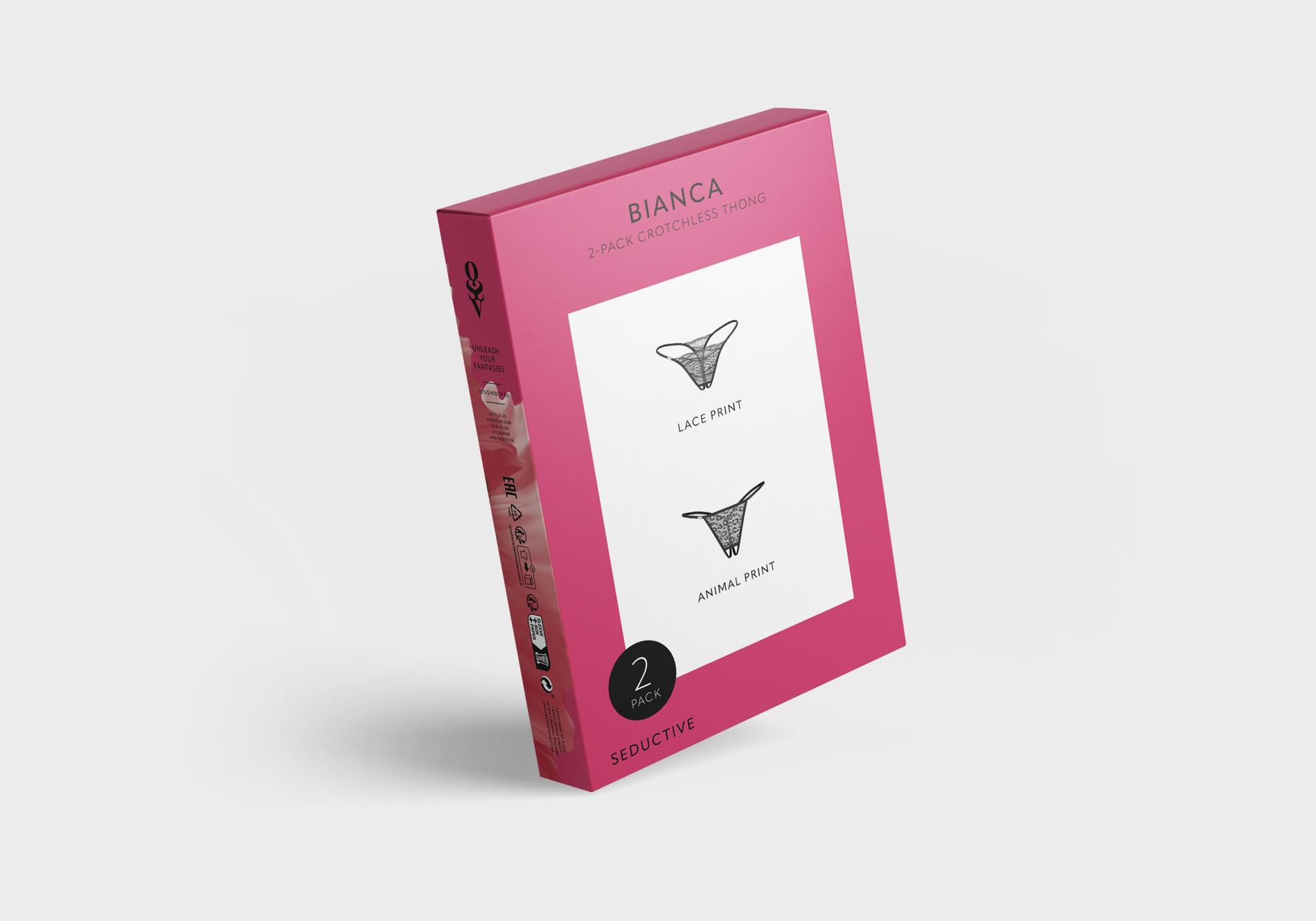Stringi – 2‑pak, otwarty krok, koronka i panterka, S/M — zdjęcie 14