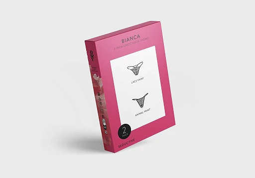 Stringi – 2‑pak, otwarty krok, koronka i panterka, S/M — zdjęcie 14
