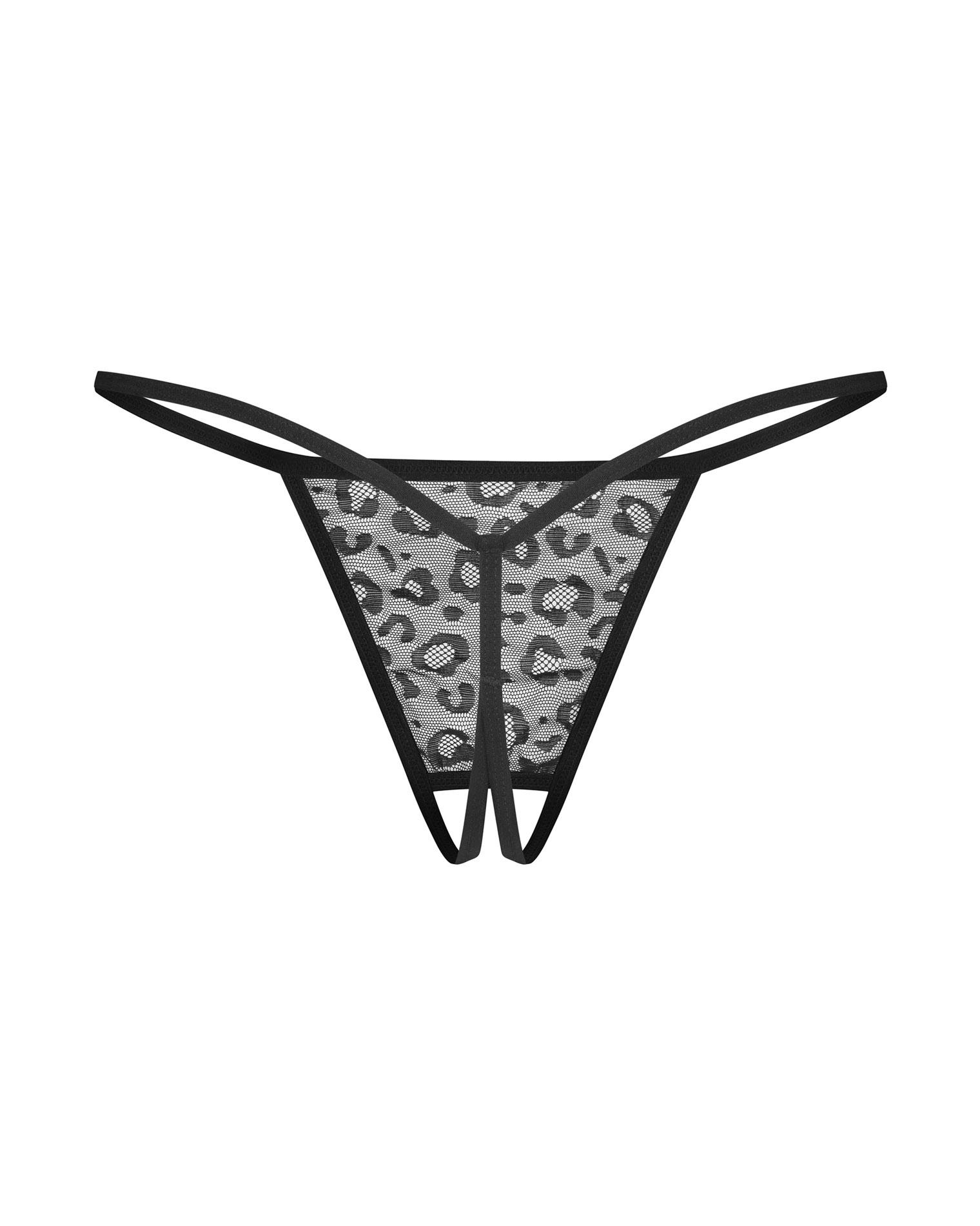 Stringi – 2‑pak, otwarty krok, koronka i panterka, S/M — zdjęcie 5