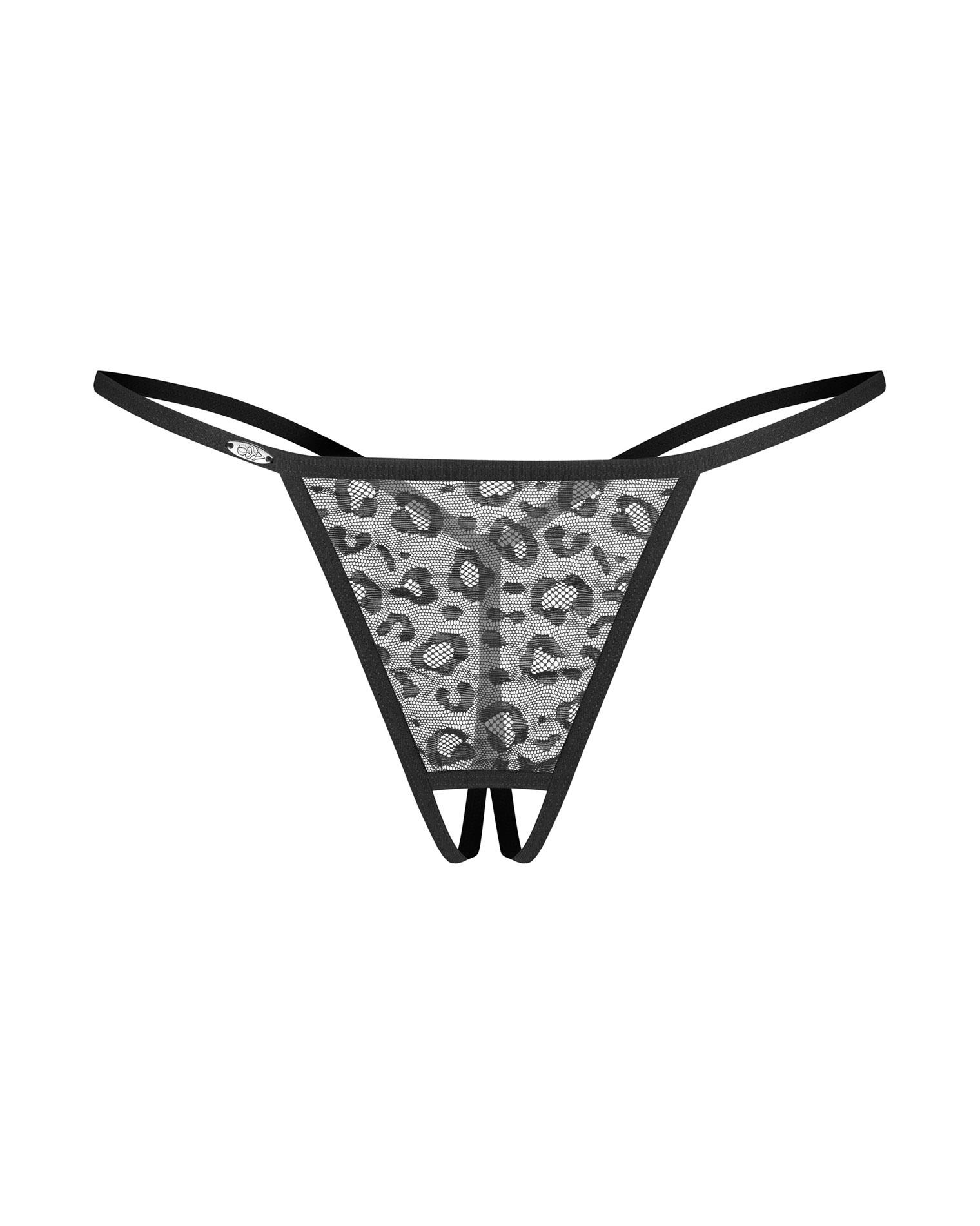 Stringi otwarte – dwupak, koronka i panterka, L/XL — zdjęcie 6