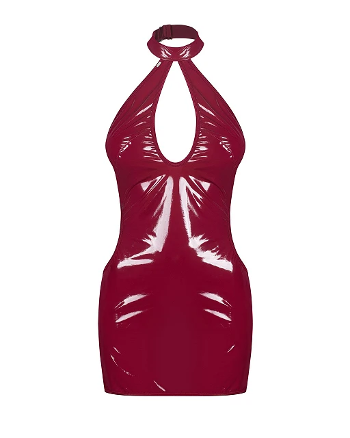 Sukienka Redya – czerwona, lakierowana, głęboki dekolt, L/XL — zdjęcie 6