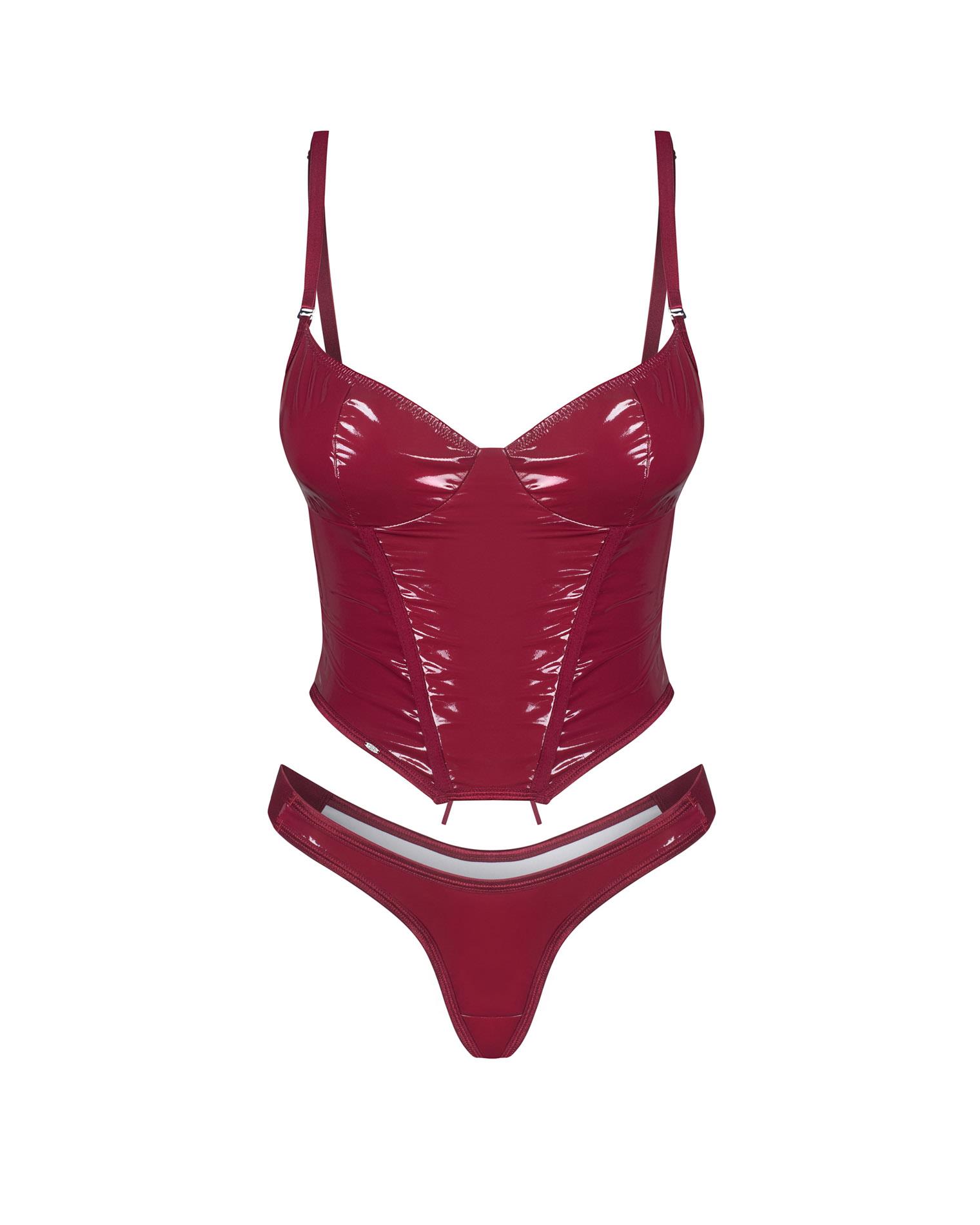 Gorset i stringi – lakierowane, sznurowane plecy, S/M — zdjęcie 7