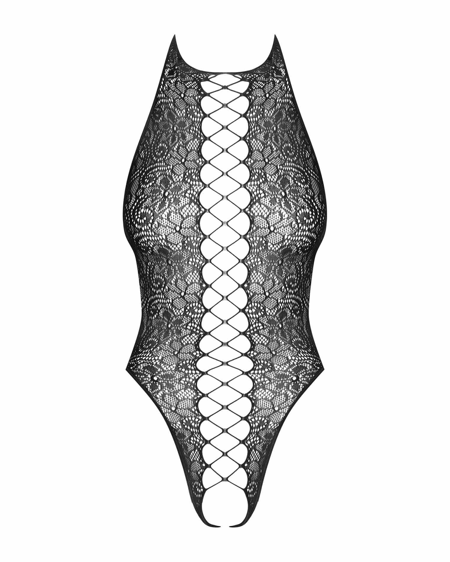 Body – czarne, kwiatowa siateczka, otwarty krok, S/M/L — zdjęcie 4